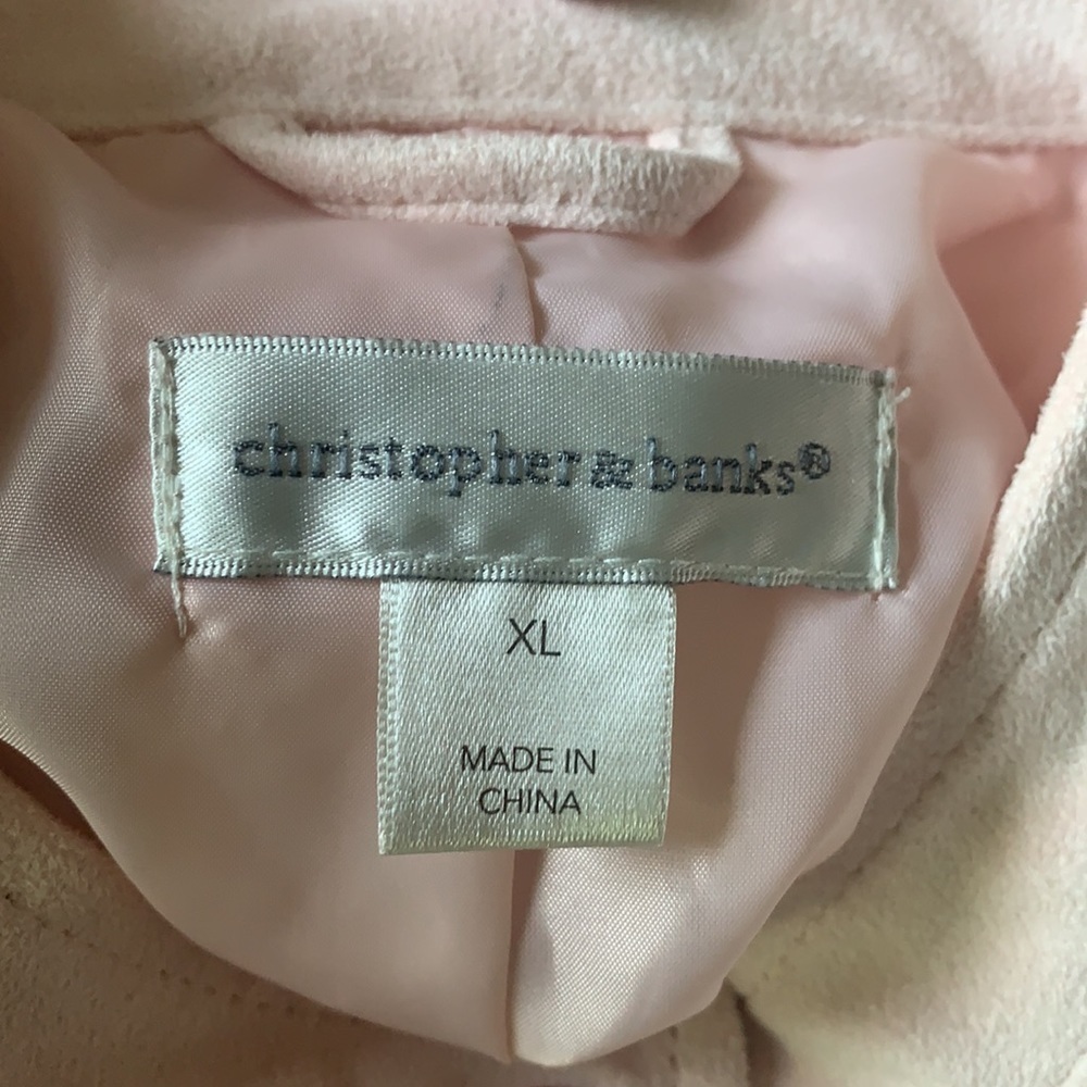 Christopher & Banks Moto Jacket Faux Suede Pale Pink XL - Picture 10 of 13